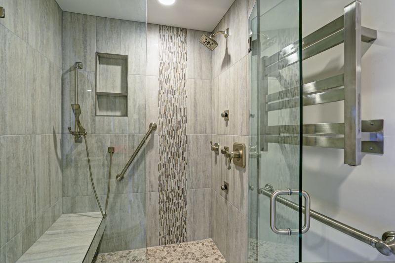 Open Shower with Stone Accents
